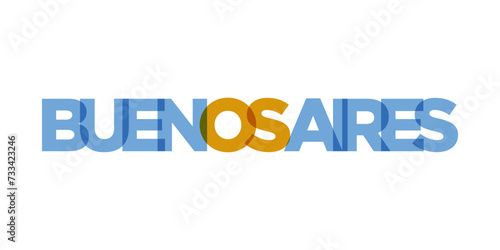 Buenos Aires in the Argentina emblem. The design features a geometric style, vector illustration with bold typography in a modern font. The graphic slogan lettering.