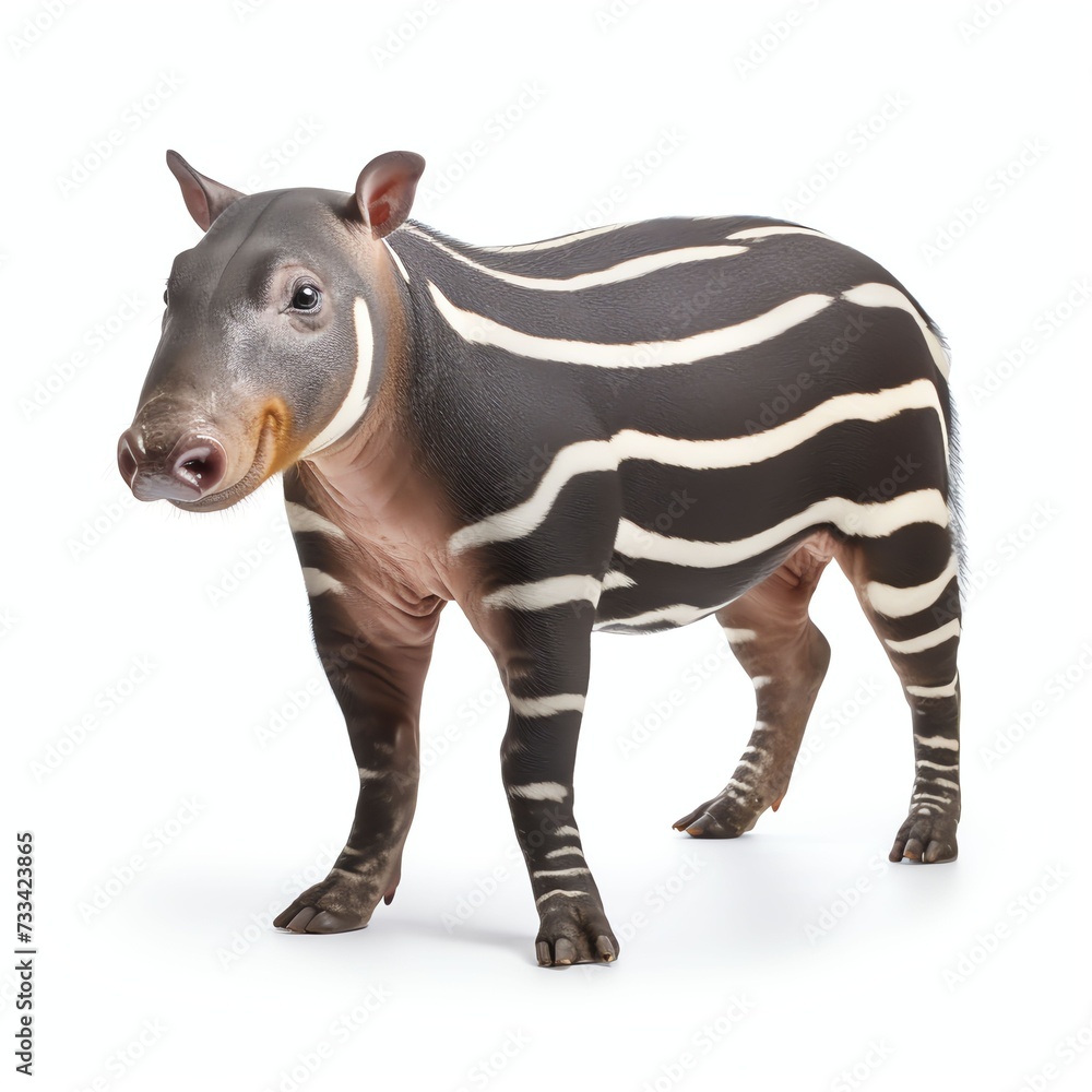 Fototapeta premium a tapirus indicus, studio light , isolated on white background