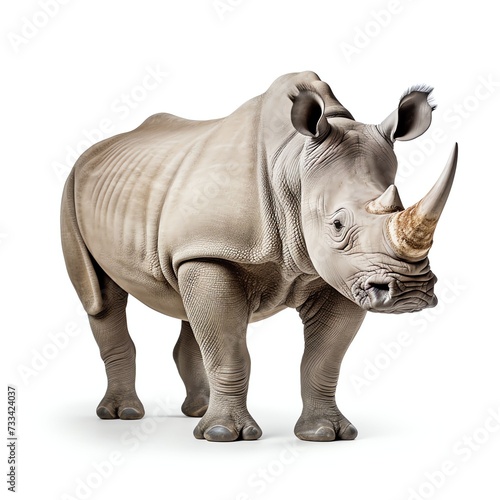 a rhinoceros sondaicus, studio light , isolated on white background photo
