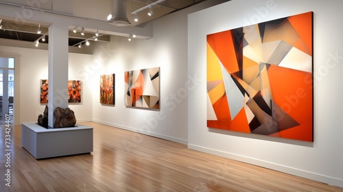Modern abstract art in a contemporary gallery