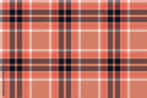 Plaid background, check seamless pattern in red. Vector fabric texture for textile print, wrapping paper, gift card or wallpaper.