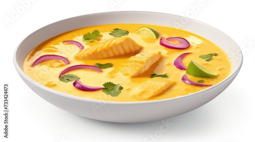Harmony in a Bounty: A Wholesome Dish of Artfully Arranged Fish and Vegetable Soup