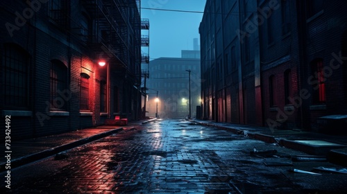 Moody urban alley with cinematic ambiance