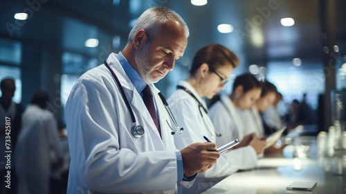 a group of doctors using their phones