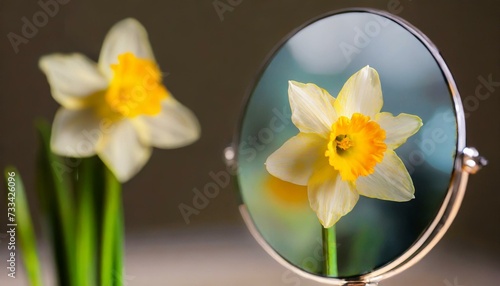 A daffodil is looking in the mirror. narcissism photo