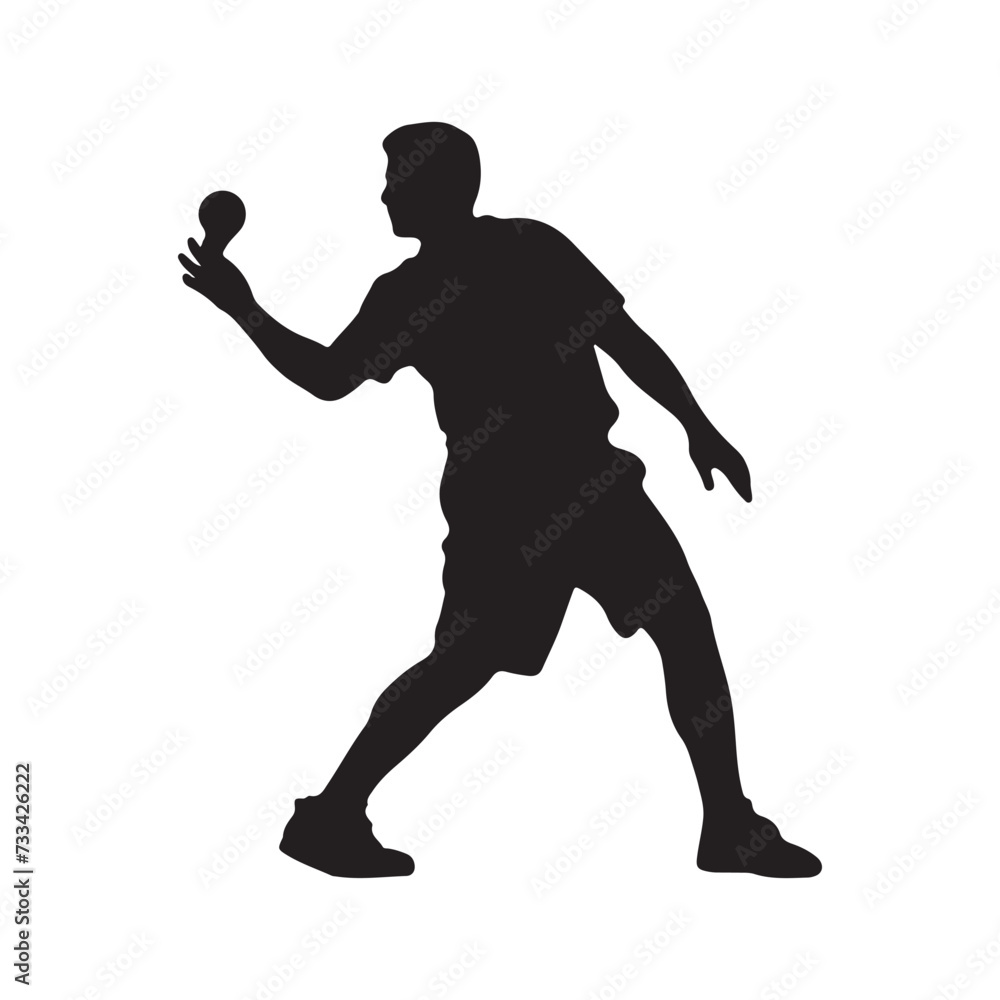Black silhouette of a Pickleball Player in a white Background.