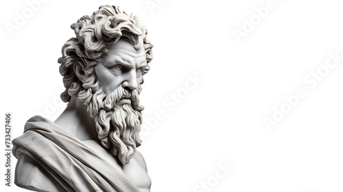 A statue of zeus  ancient marble model isolated on white background png © Love Muhammad