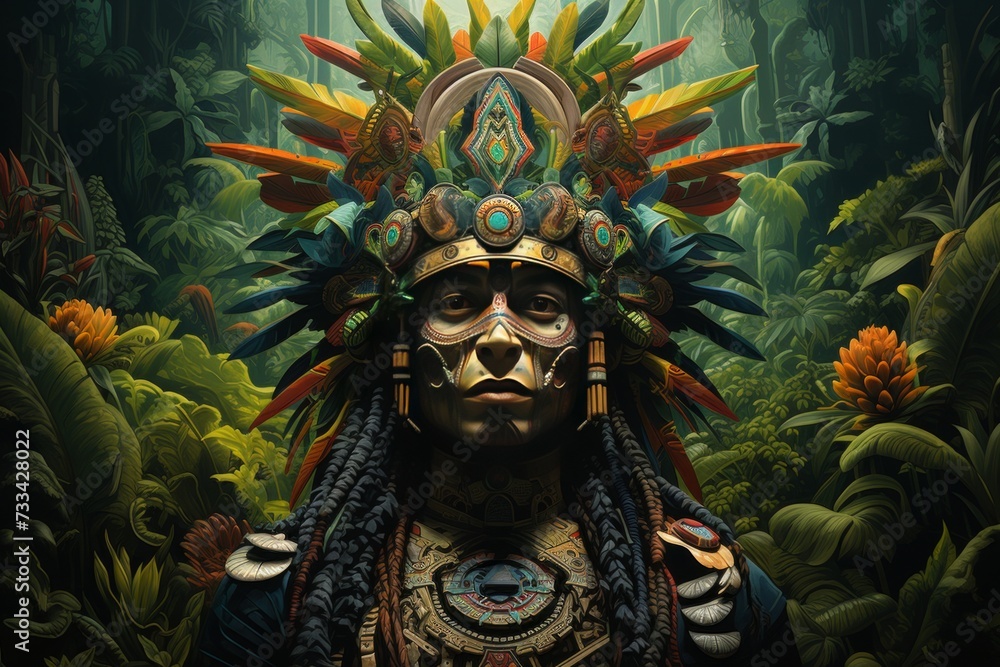 Ayahuasca Art - Deep Spiritual Journey - Jungle Immersion - Sacred Plant Medicine Wallpaper - obrazy, fototapety, plakaty 