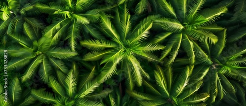 Full frame tropical palms from directly above