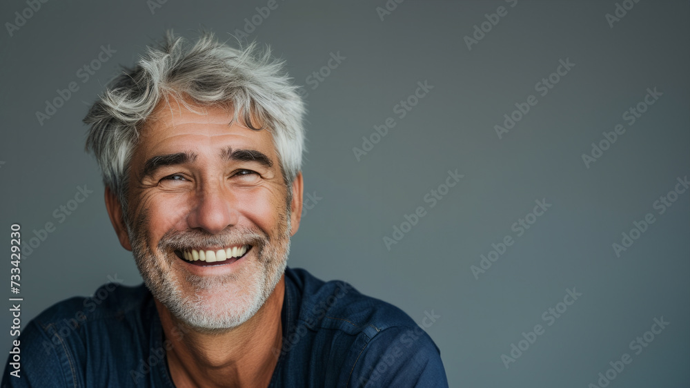 Handsome middle age man happy face smiling looking at the camera, mature age man with gray hair, Isolated on black background, copy space. Handsome middle age man happy face smiling looking at the camera, mature age man with gray hair, Isolated on black background, copy space.