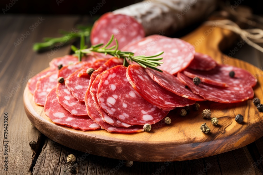 Sliced cured italian salami