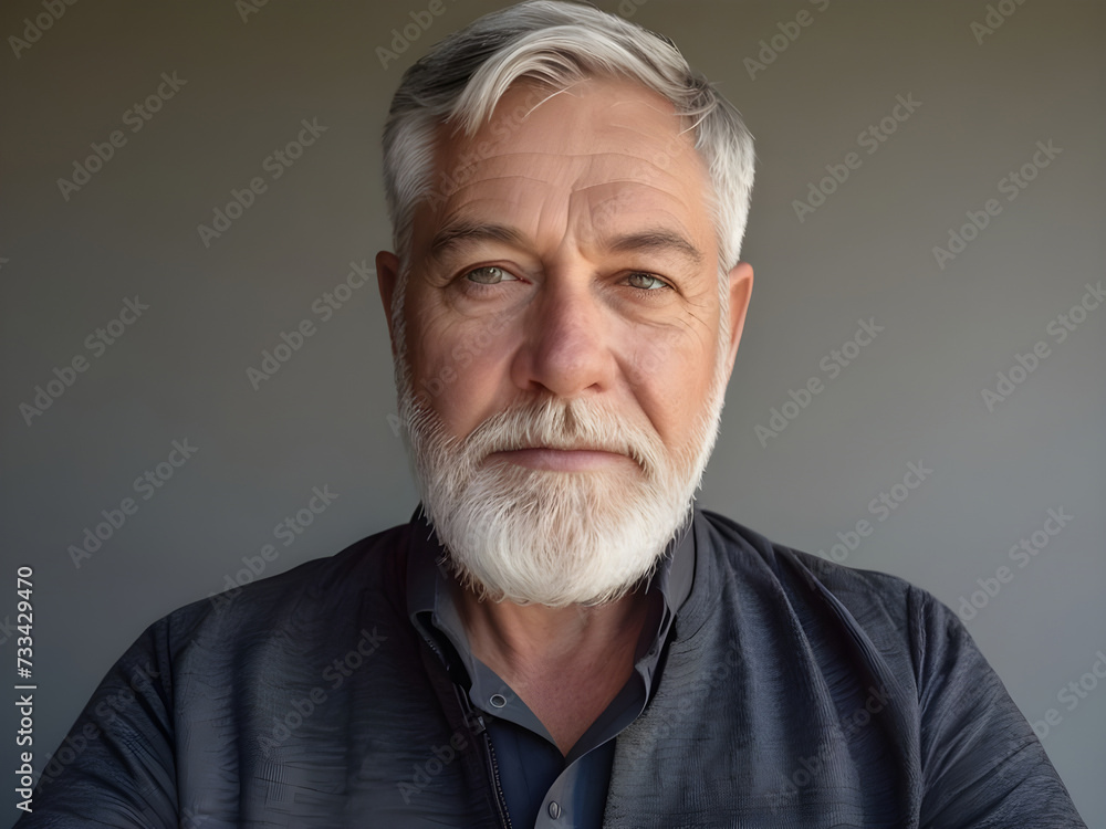 Portrait of an elderly man with gray hair and a beard. Portrait of an elderly man with gray hair and a beard.