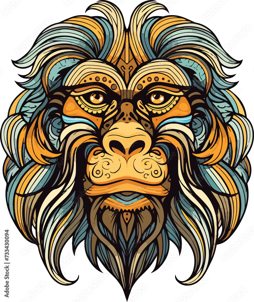 monkey illustration isolated on transparent  background. 
