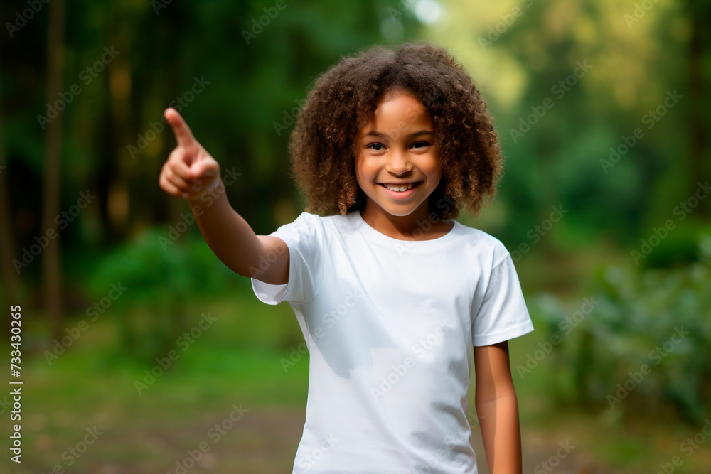 black little girl on nature green background black little girl on nature green background