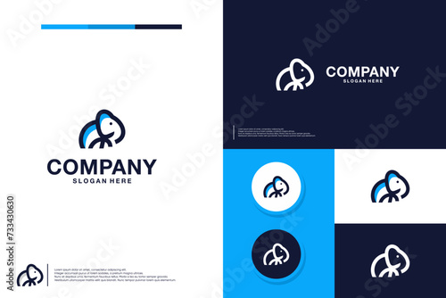Cute elephant logo. Simple elephant logo. logo design inspiration.