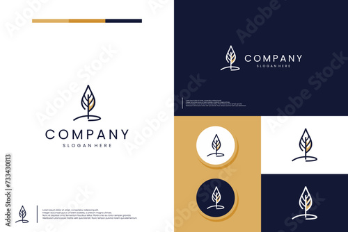 leaf pen, minimalist signature, logo inspiration.