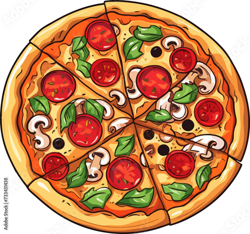 pizza vector illustration isolated on transparent background. 
