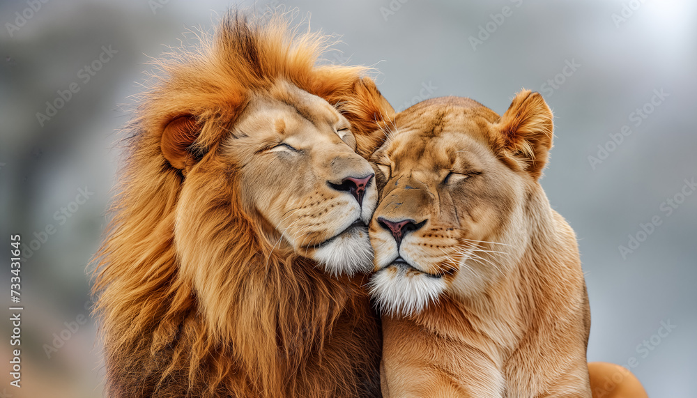 Fototapeta premium Majestic African lion couple