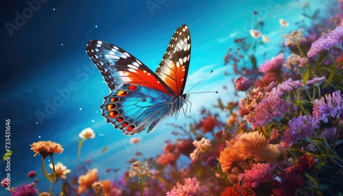 butterfly flying over vibrant natures colorful hd wallpeper © Rehman