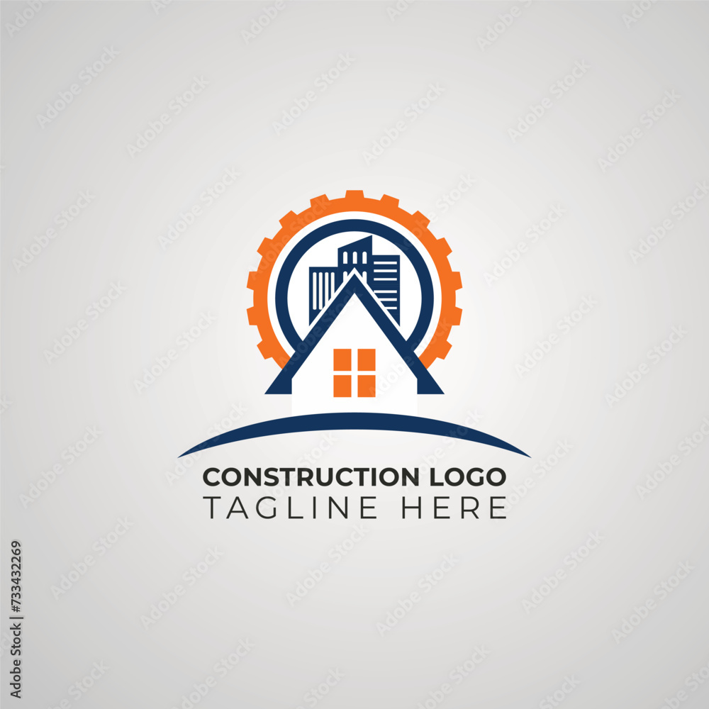 Flat design construction company logo Flat design construction company logo