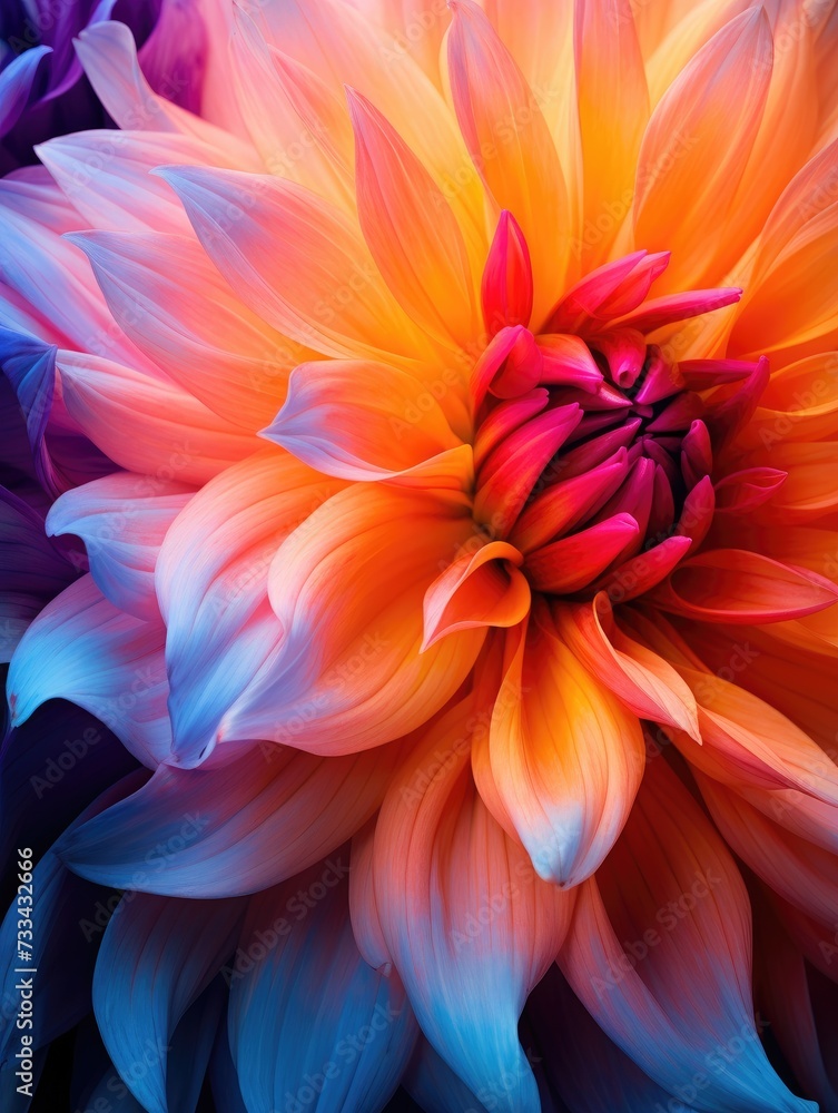 Obraz premium Macro photography of vibrant color dahlia flower as a creative abstract background