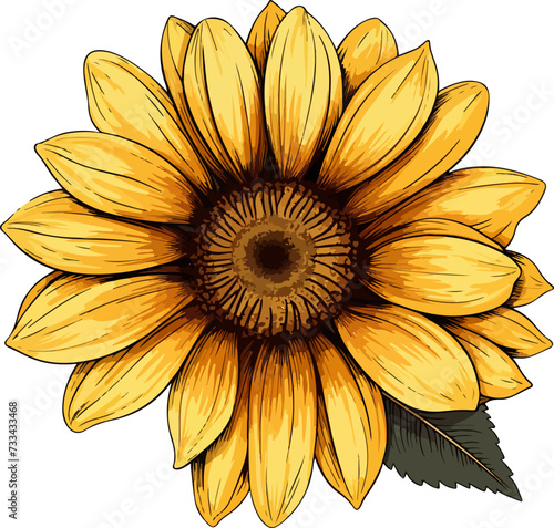 sunflower vector illustration isolated on transparent background. 
