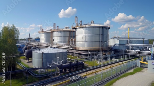 Gas storage tanks and a sprawling oil refinery plant dominate the industrial landscape, showcasing the scale and infrastructure of the petroleum industry © Orxan