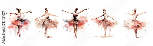 Elegance ballet dancers. Beautiful girl dancer classic dance. Fashion illustration, art and beauty. Isolated elegant young women, vector characters photo