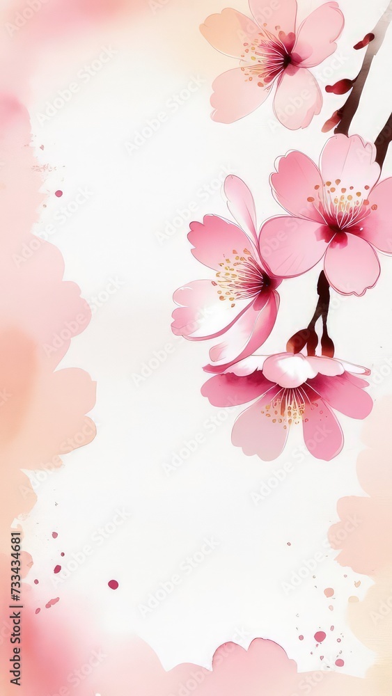 Cherry blossom flower blooming. Pink sakura flower background. Pink cherry blossom, isolated Sakura tree branch. For card, banner, invitation, social media post, poster, mobile apps, advertising. Cherry blossom flower blooming. Pink sakura flower background. Pink cherry blossom, isolated Sakura tree branch. For card, banner, invitation, social media post, poster, mobile apps, advertising.