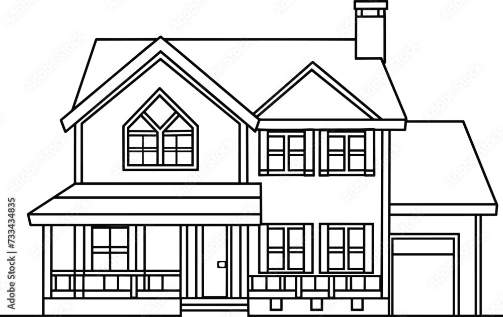 Continuous One Line Drawing of Family House, Minimalist Line Art of Home Illustration Vector