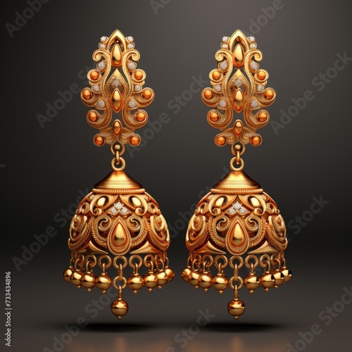 Exquisite Indian Jhumka Earring Illustration generative ai