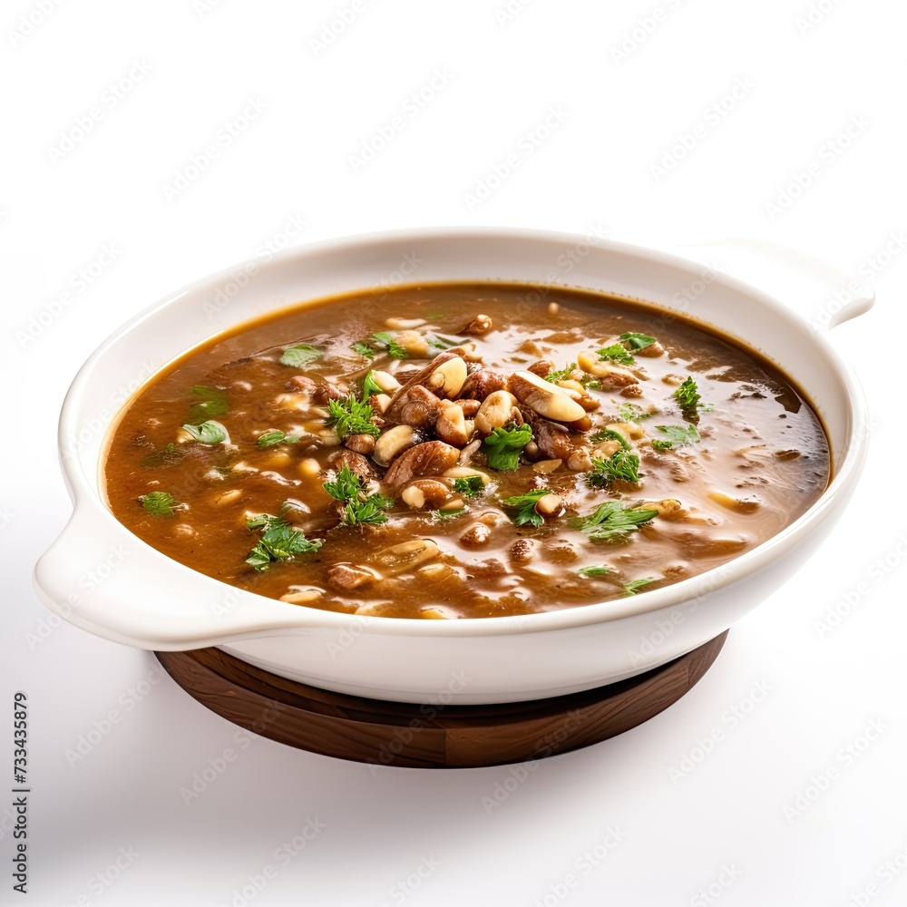 Turtle soup closeup isolated on white background Turtle soup closeup isolated on white background