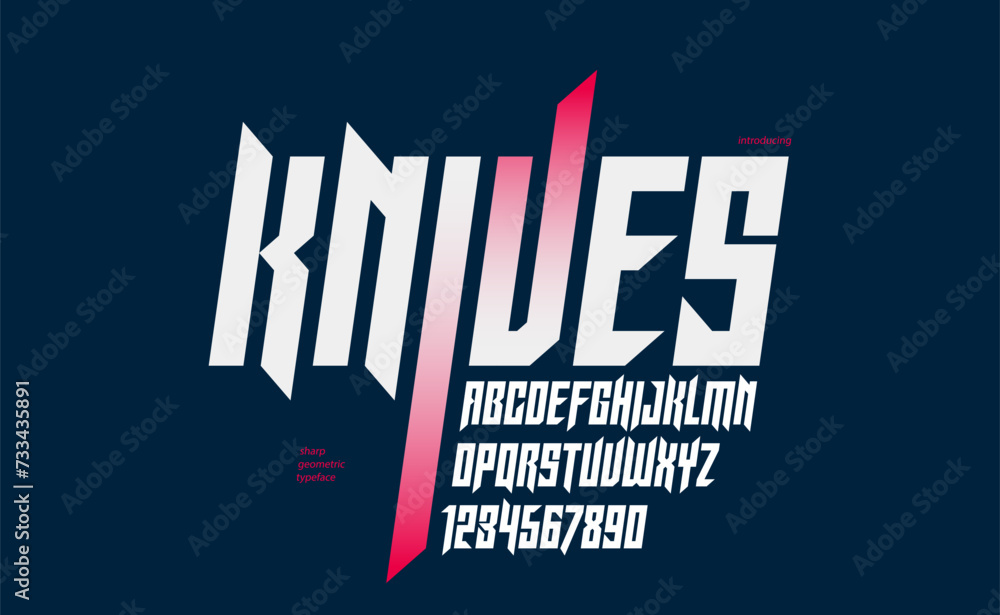Sharp and bold italic vector display font for logo, gothic or heavy ...