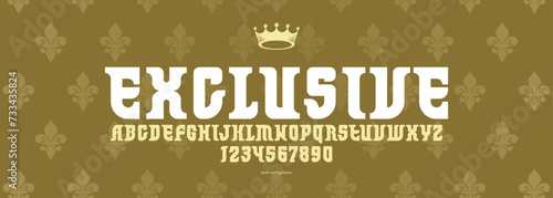 Elegant luxury serif strong vector font for logos and emblems branding, vintage letters alphabet for headlines and posters, fashion classic tasteful poster typography.