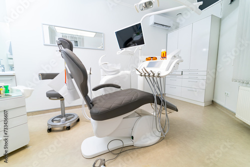 Dentistry new hospital room. Interior modern stomatology equipment.