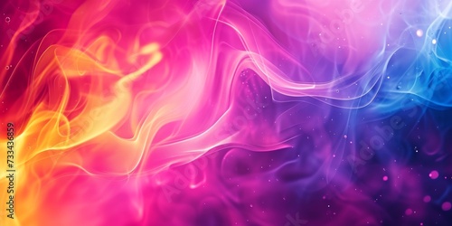 Vibrant abstract image of colorful smoke waves flowing against a dark backdrop.