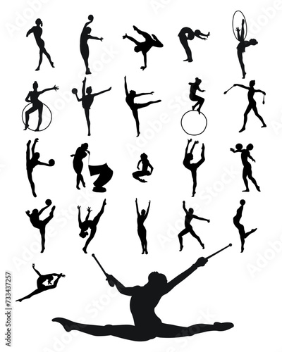 Gymnast sports team collection. Sport artistic gymnastics. Sports queen. Isolated vector