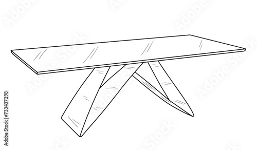 Sketch of a dressing table. Desk, dinner table, dressing table, desktop, kitchen table. Piece of furniture