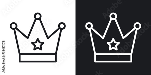 Crown Icon Designed in a Line Style on White Background.