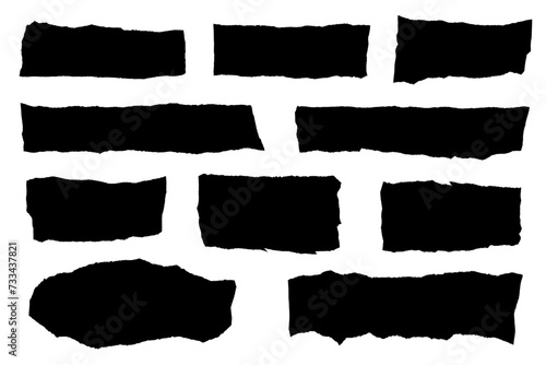 Isolated torn paper silhouette shapes 