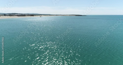 Aerial footage of the amazing Dor beach in the Mediterranean Sea. Small islands and amazing reefs.