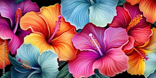 Drawing painting graphic art decoration background hibiscus floral flowers pattern
