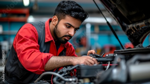 Expert Care: Indian Male Technician at Auto Repair Service generative ai