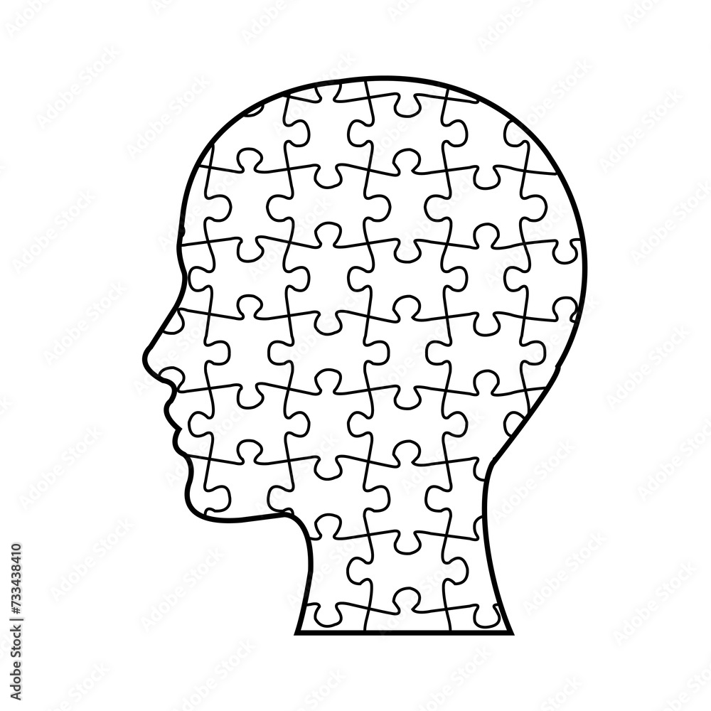 Puzzle Man Head Icon Isolated White Background Puzzle Man Head Icon Isolated White Background