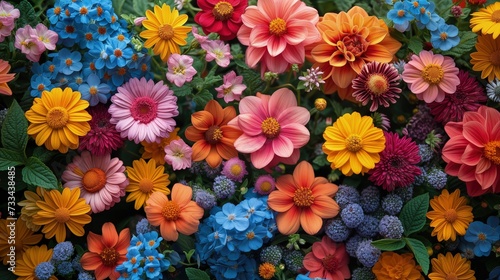Tapeta z wieloma gatunkami kolorowych kwiatów. Tlo © Artur