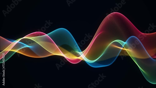 カラフルなパーティクル素材。粒子の未来的なサイバー背景。ループ