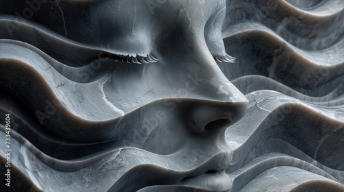 Na tym artystycznym zdjęciu widoczna jest twarz kobiety zrobiona w wypukłym marmurze 3D © Artur