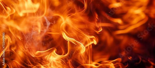 Fire's intense energy, close-up flames, fiery patterns, and dark glow.