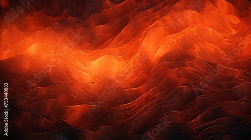 Flowing magma lava field, glowing lava and magma flows. Background texture of heat, lava and flames. © Meta