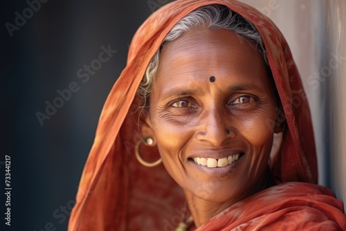 Close face of indian poor woman or rural woman photo